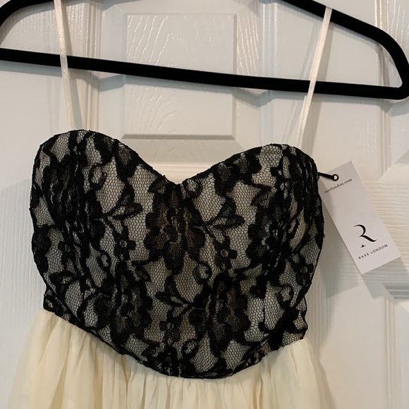 NWT Rare London Strapless Black Lace Bodice High Low Dress Size XS / US 2 / UK 6 - Picture 2 of 6